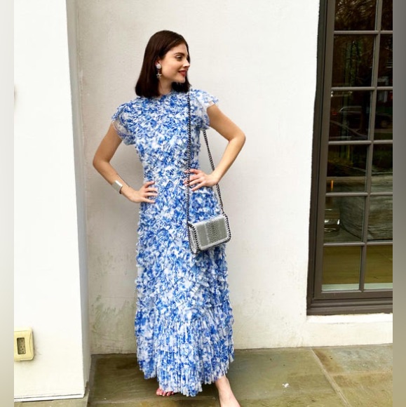 Mac.Duggal/.Blue.China.Dress